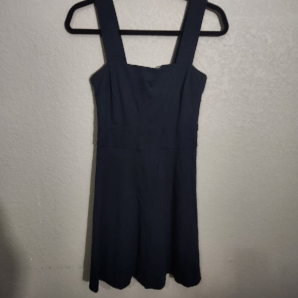 Navy Dress Womens  Zip Sleeveless Fit & Flare Square Neckline